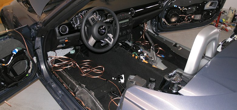 Mazda MX-5 Audio Project with RAAMmat, Polk DB Speakers ... alpine amp wiring diagram 